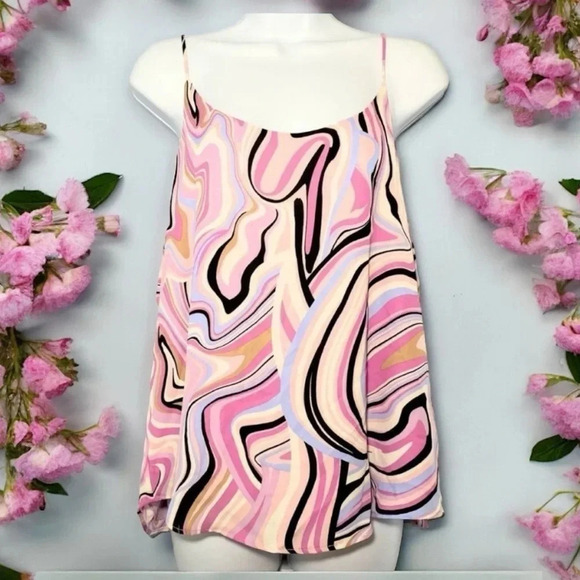 Bar III Pink Swirl Print Tank Top Blouse size L NWT - Picture 1 of 6